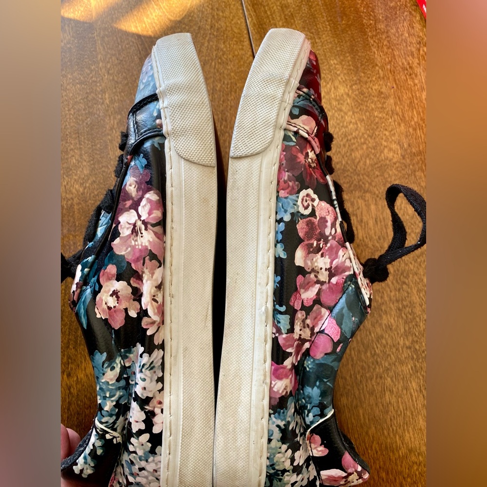 Restricted Black and Pink Floral Sneakers - Picture 5 of 6